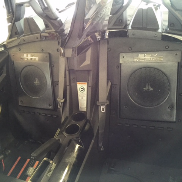 SSV Works Woofer Enclosures behind the seats